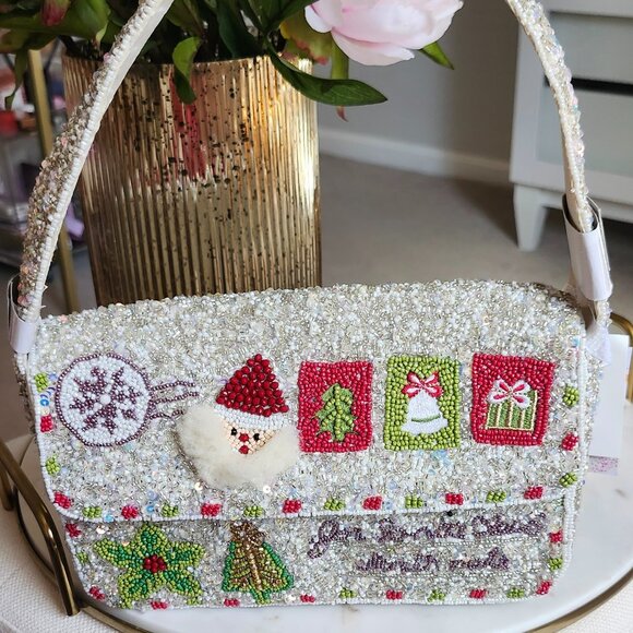 Handcrafted in India Handbags - Viral Beaded Christmas, Santa, Holiday Handbag